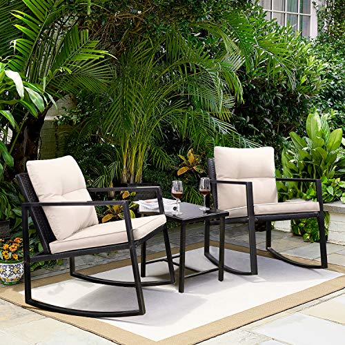 Enhance Your Outdoor Space with the Greesum 3-Piece Rocking Wicker Bistro Set